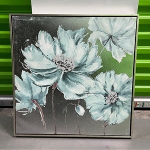 Pale Blue/Silver Floral Home Wall Decor